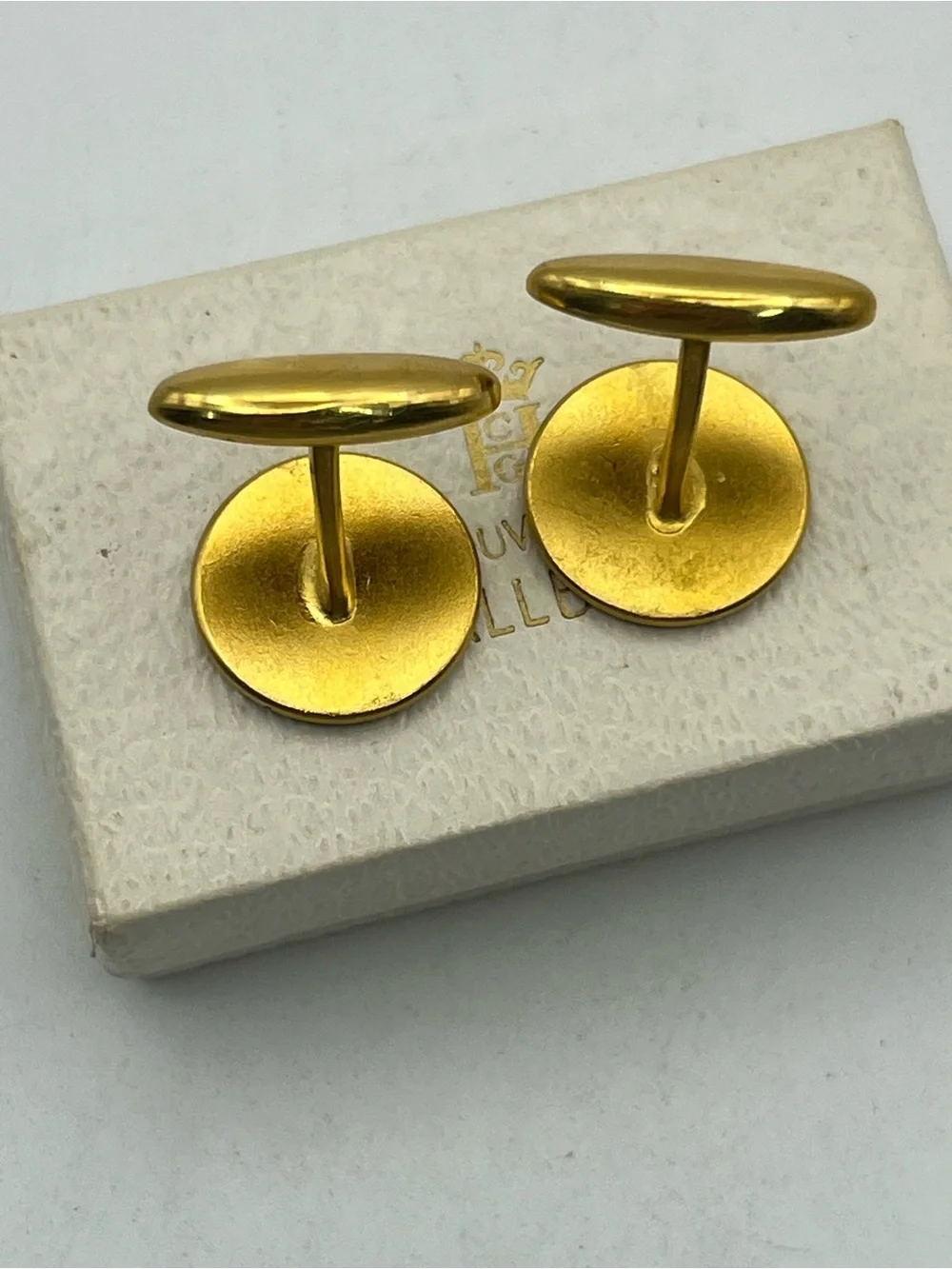 Sporrong Co Blue Enamel Swedish Emblem Cuff Links Cufflinks Crown gold tone